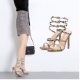 Summer new Roman stilettos snake pattern wild sexy open toe was thin catwalk female sandals 1635-2