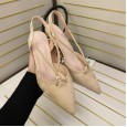 Baotou sandals women's fine heel spring new fashion wild stumbling strap OL suede pointed high heels single