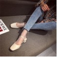 Spring fashion word buckle with square head wild classic round thick with square head professional OL single women's shoes