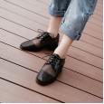 Spring patent leather plus breathable mesh small leather shoes fashion square head thick heel with lace up women's singles 40