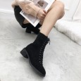 Martin boots women's style wild thick heel short boots boots winter suede middle heel motorcycle boots