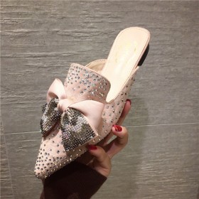New Muller shoes casual half drag fashion rhinestone bow tie low heel lazy female sandals
