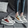 Baotou half slippers female summer new outer wear without heel thick bottom increased lazy sandals small white muffin shoes