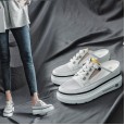 Thick bottom increased sandals Baotou half slippers summer mesh yarn muffin bottom lazy shoes casual sandals female wear