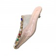 New rhinestone gem transparent semi slippers
