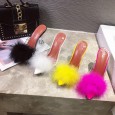 Spring fashion transparent feather hair wine glass crystal high-heeled half-hold OL tide women's shoes 35-41 yards