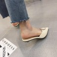 Summer Baotou transparent sandals female fairy style thin middle heels and empty half drag women's shoes