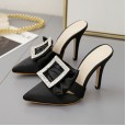 Summer Rome's new generous buckle pointed high-heeled suede dress half drag female sandals 10703-