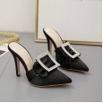Summer Rome's new generous buckle pointed high-heeled suede dress half drag female sandals 10703-