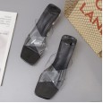 Summer Roman new transparent film crystal thick with cross with open toe in the cold half slippers women