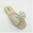 Roman linen braided bow wear new summer fairy style wild pearl rhinestone sandals female drag