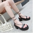 Summer new Roman sponge cake thick bottom thick heel waterproof platform high heel cross strap nightclub hollow sandal female