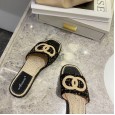 Summer style lattice flat bottom fashion woolen open-toe low-heeled lazy half drag OL cool female half drag