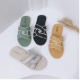 New Roman summer cross belt flat bottom wear OL beach vacation tide female half drag sandals