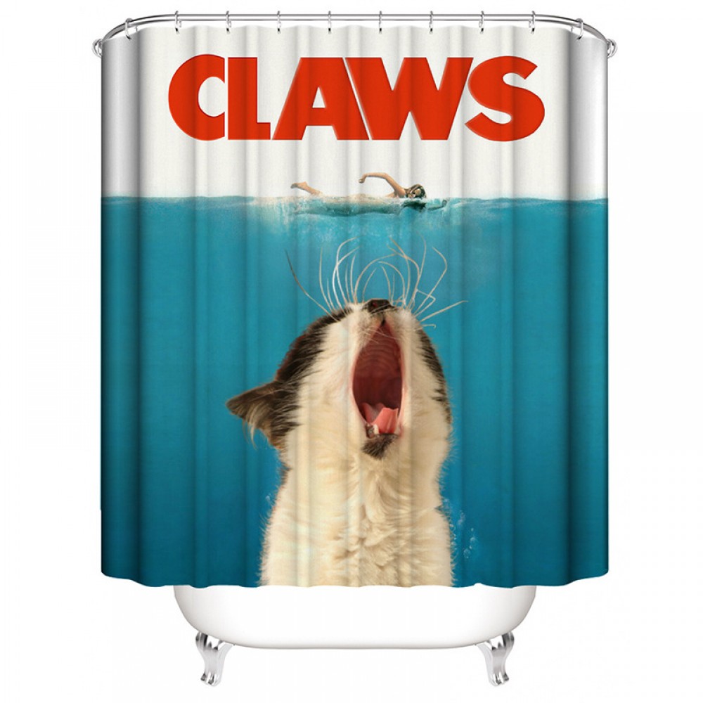 Cat hippo polyester waterproof digital printing shower curtain