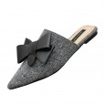 New style bow knot pointed hemp baotou half drag flat shoes wear lazy shoes