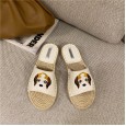 Summer new Roman hemp woven flat bottom fisherman open-toed lazy beach tide female half slippers