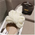 Pointed bowknot half slippers female spring wear new mid-heeled Baotou sandals kitten heel mules