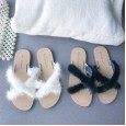 Rome summer new mink hair cross belt open toe beach vacation lazy woman cool half drag tide flat