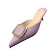 Summer style Baotou drag fashion patent leather middle heel shallow mouth wild OL lazy dress women's shoes L8-