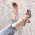 New summer fashion color thin belt open-toed wine glass high-heeled dress catwalk half drag female sandals 41