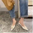 Spring and summer fashion metal buckle wild fine with OL female tide Baotou half drag 308-21