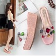 New slippers women wear high-heeled toe in summer, transparent slope with open-toe female cool half-drag