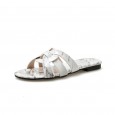 Slippers women's summer new women's shoes fashion marble pattern flat bottom shape outer wear female sandals tide