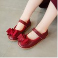Real shot: children's princess shoes small leather shoes bowknot dance peas shoes girls single shoes