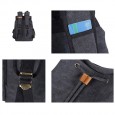 Men Canvas Large Capacity Outdoor Backpack Laptop Backpack - Black 