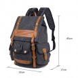 Men Canvas Large Capacity Outdoor Backpack Laptop Backpack - Black 
