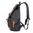 Men Canvas Large Capacity Outdoor Backpack Laptop Backpack - Black 