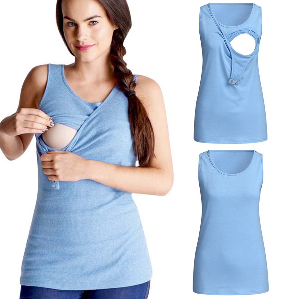 Breastfeeding sleeveless striped T-shirt