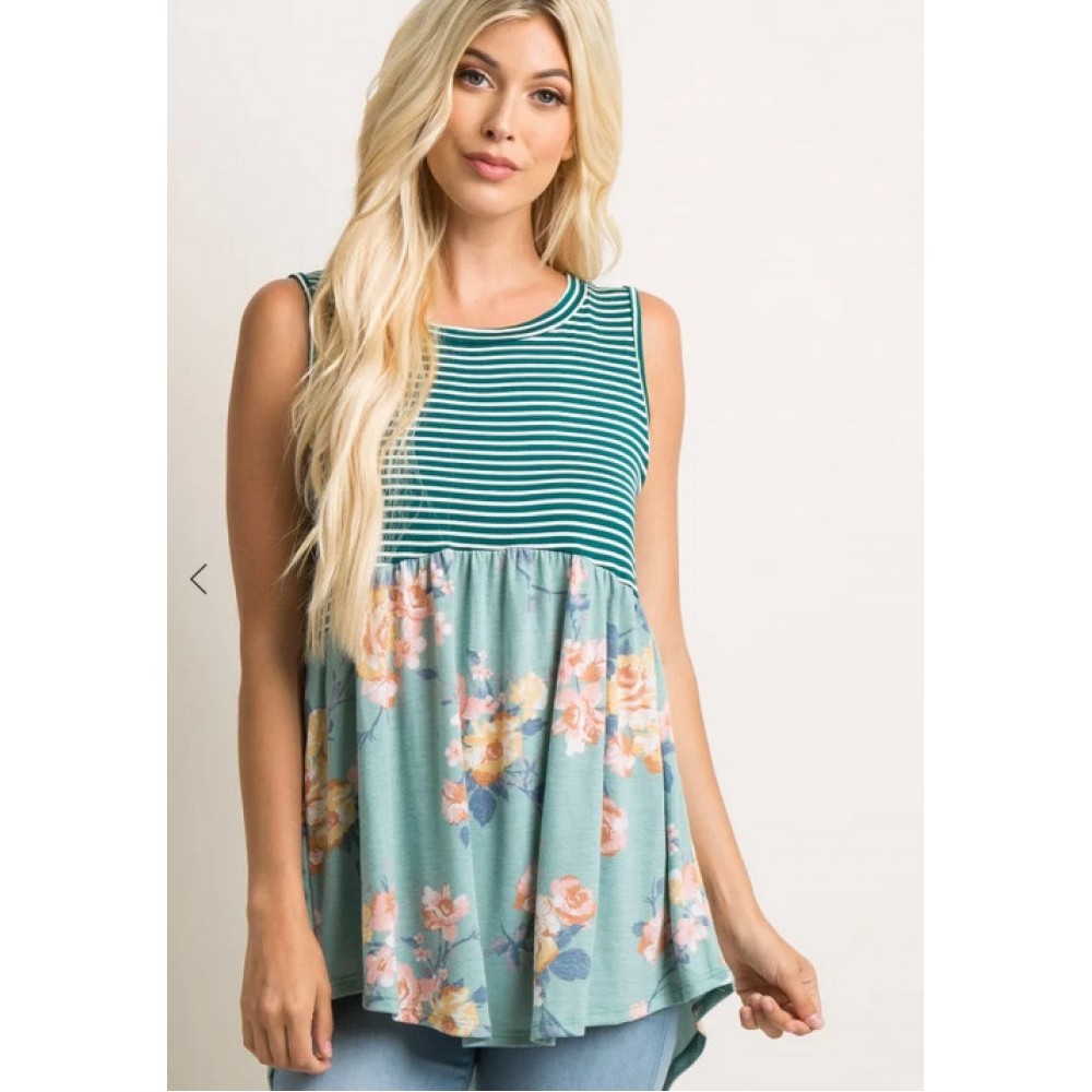 Summer printed sleeveless T-shirt