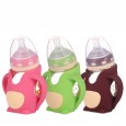 Newborn baby wide-caliber glass bottle with silicone protective sleeve anti-fall explosion-proof baby bottle