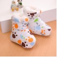 Autumn and winter thickened lamb velvet baby cotton shoes cotton cartoon printing newborn toddler shoes 0-1 years old