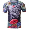 Men's autumn and winter T-shirt large size men's Marilyn Monroe skull print short sleeves