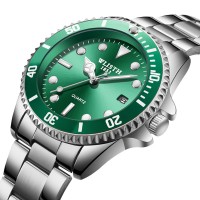 Fashionable personality black blue green water ghost watch luminous waterproof stainless steel belt non-mechanical watch men's watch