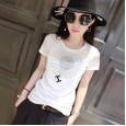 Summer women's body slimming and versatile pure cotton T-shirt large size wild bottoming shirt short sleeve tide