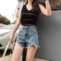 Denim shorts women's summer new chic loose loose wide legs high waist a word hot pants