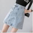Denim short skirt female spring and summer new high waist chic skirt a word bag hip skirt was thin tide