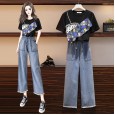 New summer age-reduced foreign casual short-sleeved elastic waist wide-leg pants mm large size female suit tide