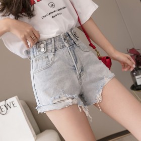 Denim shorts women's summer new high waist wide legs loose and thin outside wearing a hot pants tide