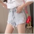 Denim shorts women's summer new high waist wide legs loose and thin outside wearing a hot pants tide