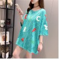 Pure cotton short-sleeved t-shirt skirt female Xia Chaohuo long section large letter half-sleeved shirt