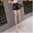Black denim super shorts women's summer new high waist hot pants thin section loose tide wild thin a word wide leg pants