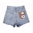 New hole denim shorts women summer light color wild loose a word wide leg pants raw edge hot pants