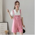 Siamese shorts women's summer new loose loose thin leg pants wild thin purple denim overalls