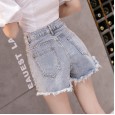 Denim shorts women's spring and summer new wide-leg pants diamond heavy industry diamond high waist wild tassel hot pants tide