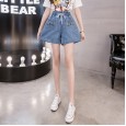 Stretch denim shorts female summer new wave high waist a word loose large size MM was thin hot pants